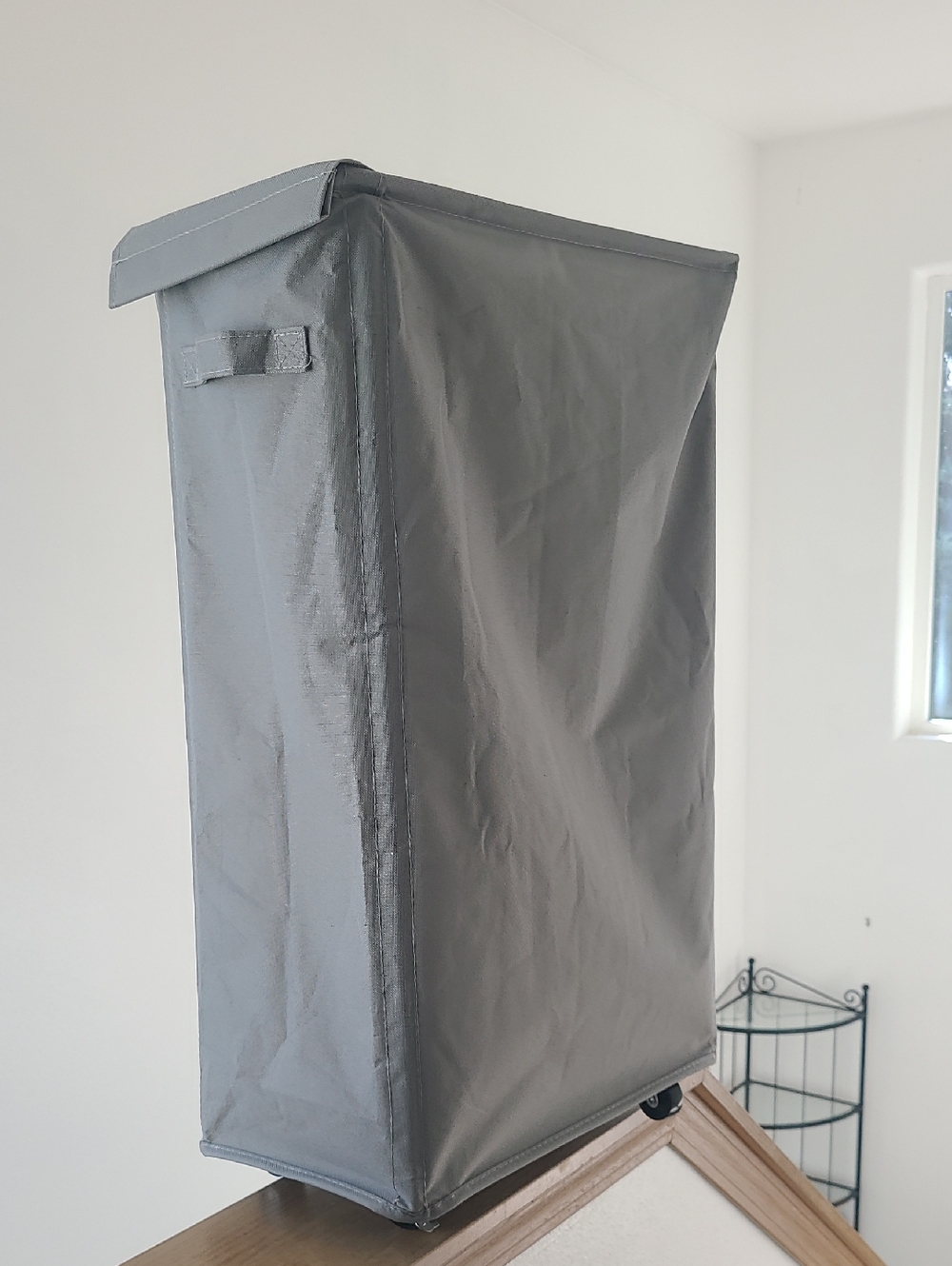 Narrow Gray Fabric Storage Bin - Home Organizer
